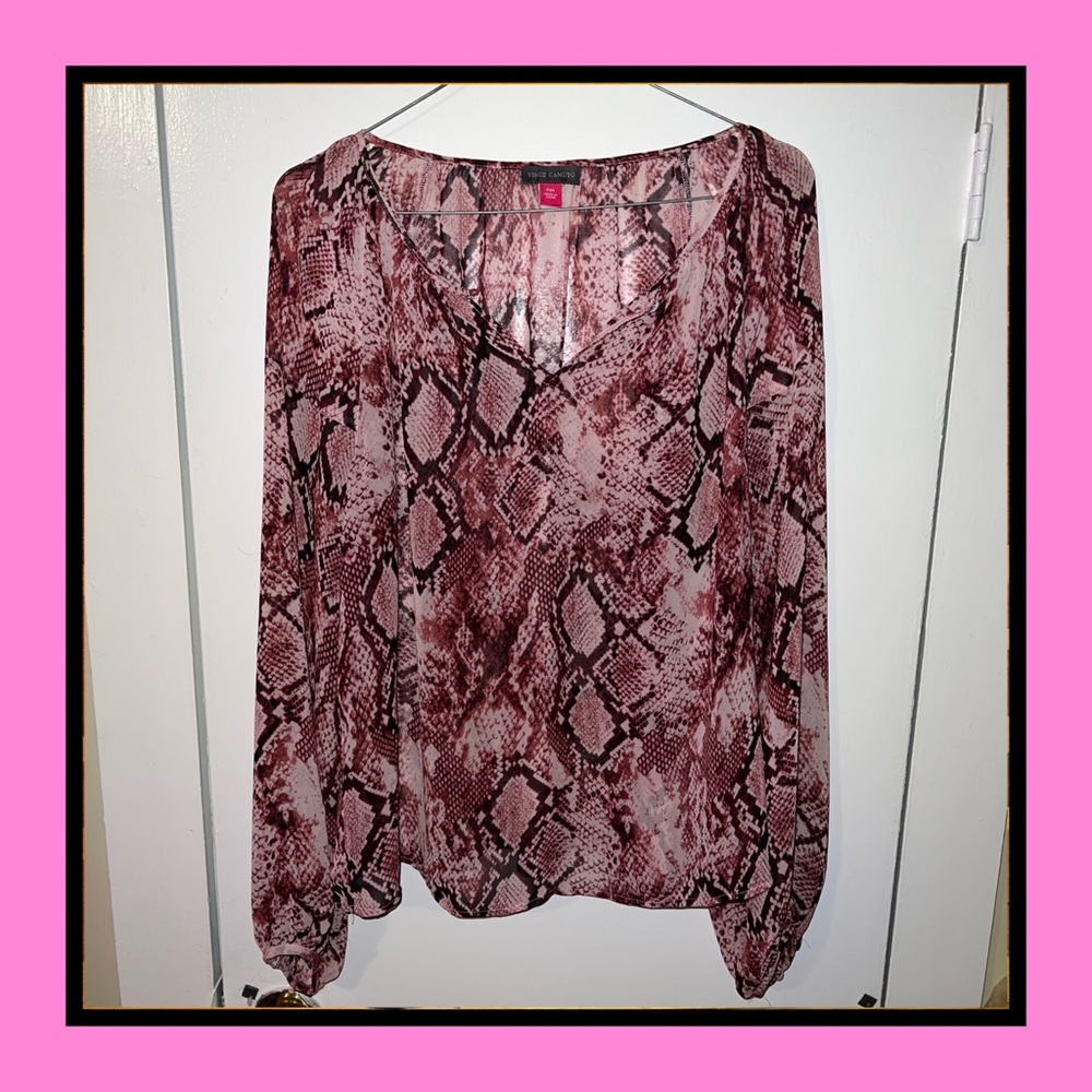 Vince Camuto Pink SnakeSkin Sheer Blouse